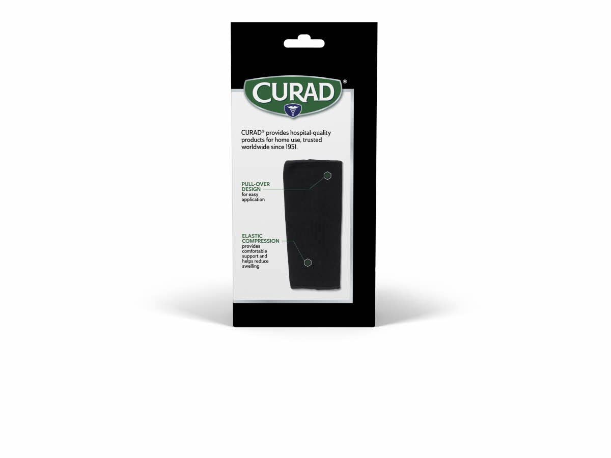 CURAD Knee Support for Men & Women, Elastic, Pull-Over, Knee Brace for Running Knee Pain, Workout Sports Knee Brace, Black, Medium