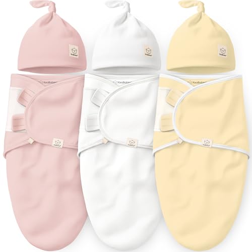 Image of 3pk Organic Swaddles for Newborns Girls, Boys & Hats (Daffodil, 0-3M) | Soft Cotton Baby Sleep Sacks 0-3 Months, Breathable Baby Hats and Swaddles 0-3 Months, Newborn Essentials Must Haves