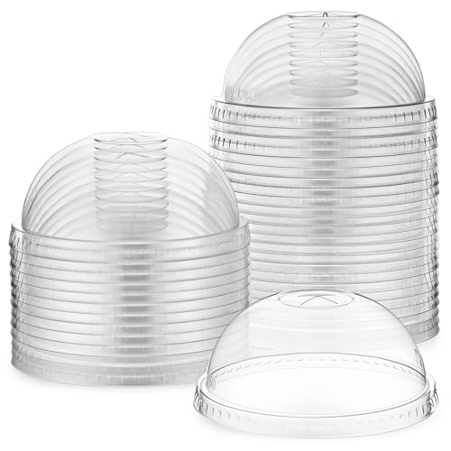 Acellegic 50 Pcs Clear Plastic Lids Disposable Coffee Cups Dome Fits 12-24 oz Plastic Cup Lids for Paper Juice Bottle Hot Cold Drinking Cups Lid