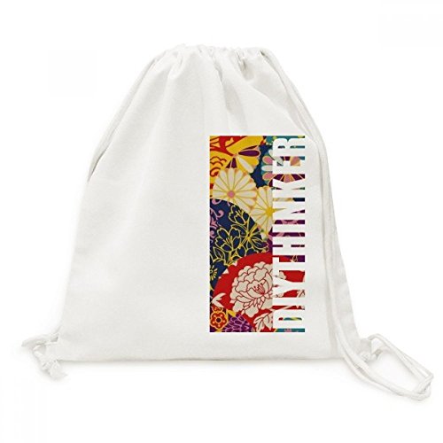 Sac à cordon en toile fleurs asie style japonais pour ranger vos affaires