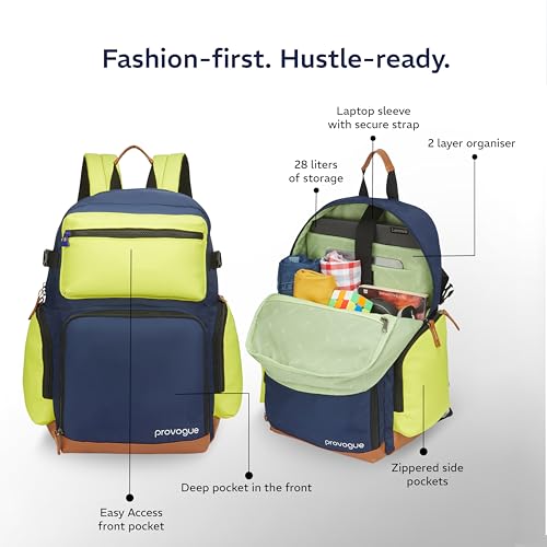 Image of Provogue Zuno 28 litres everyday backpack with 15.6 inch laptop compartment for men and women, stylish contemporary daily use college, office and outdoor bag | With organiser