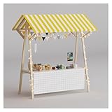 Mobile Street Food Cart con ruedas, carrito plegable para mercado nocturno para alimentos, frutas y bebidas al aire libre, exhibición de puestos de bar vintage (amarillo, 150 cm de ancho)