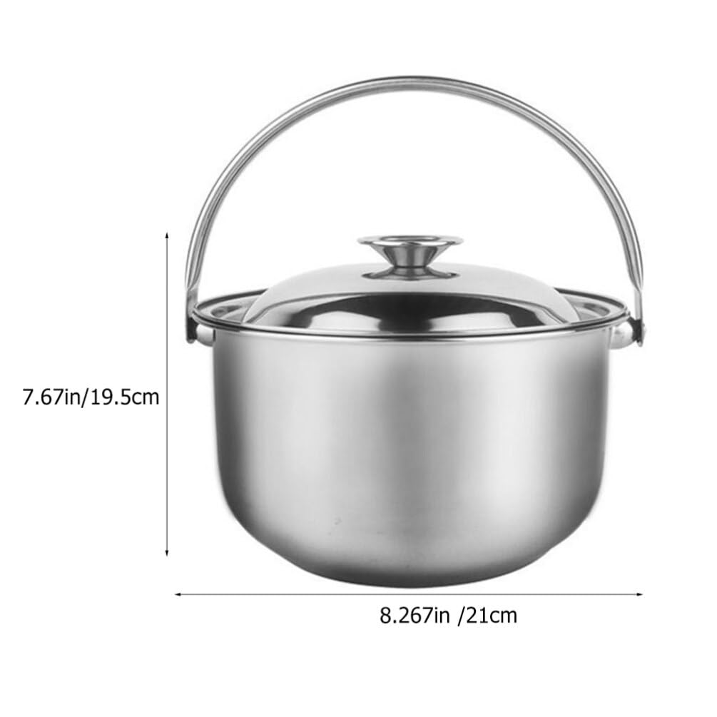 UPKOCH Soup Cooking Pot Stainless Steel Stock Pot 20cm with Lid and Handle Induction Pot Stewing Pot for Soup Broth Chili Casserole Stew Cookware Pot Cooking Stock Pot - Image 4