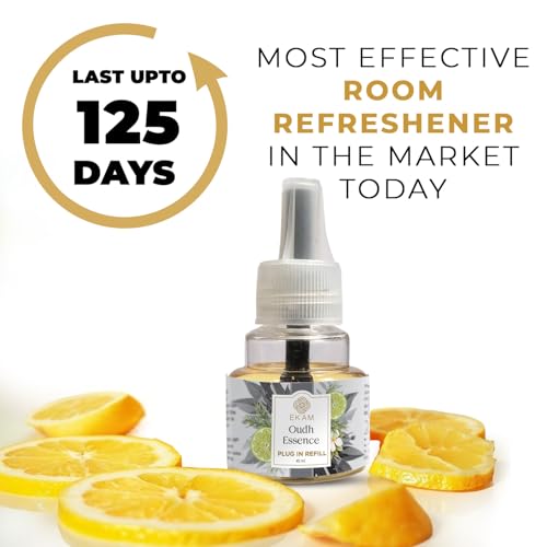 Image of EKAM | Combo Pack Of 3 | Woody Scented Plug-In Air Freshener Refill liquid,| 45ml Each | Lasts up to 125 Days Each / 500 Hours Each | Perfect for Living Rooms, Bedrooms & More