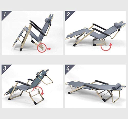 Chaise Longue inclinable, chaises Pliantes à gravité zéro, Fauteuil inclinable Gris avec Coussin et Repose-Pieds, Chaise Longue inclinable Pliable