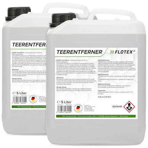 Flotex® Profi Teerentferner Auto - 2x5L I Teer Entferner für Auto, Wohnmobil, Werkzeuge & Mehr - Löst effektiv Rückstände von Teer, Bitumen, Öl & Fett I Bitumen Entferner, Baumharzentferner Flotex® Profi Teerentferner Auto - 2x5L I Teer Entferner für Auto, Wohnmobil, Werkzeuge & Mehr - Löst effektiv Rückstände von Teer, Bitumen, Öl & Fett I Bitumen Entferner, Baumharzentferner