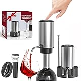 BGFOX Electric Wine Aerator Wine Decanter Set Rechargeable Automatic Wine Dispenser Wine Pourer with Storage Base, Wine Stopper, Foil Cutter, Retractable Food Grade Stainless Steel Straw