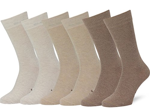 Easton Marlowe Chaussettes Homme Femme Unies Coton Peigné - Lot de 6-6pk #3-5, Blé/Sable/Taupe melange - 43-46 EU shoe size