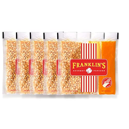 Franklin’s Gourmet Popcorn All-In-One Pre-Measured Packs - 4Oz. Pack Of 5 - Butter Flavored Coconut Oil + Premium Butter Salt + Classic Corn - Best Movie Theater Taste – Made In Usa #TOP10
