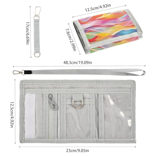 ALAZA Kids Wallets for Boys Girls Toddler Trifold Wallet Children Small Colorful Wavy with Zipper Coin Pocket3