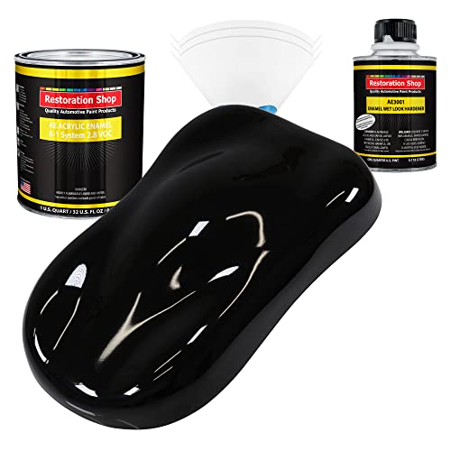 Restoration Shop - Boulevard Black Acrylic Enamel Auto Paint - Complete Quart Paint Kit - Professional Single Stage High Gloss Automotive, Car, Truck, Equipment Coating, 8:1 Mix Ratio, 2.8 VOC