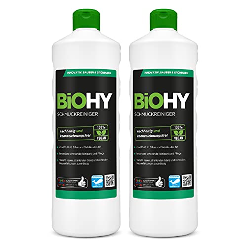 BiOHY Nettoyant de Bijoux (2 x 1l Bouteille) | Concentré de Nettoyage pour Tout Appareil à ultrasons | Nettoyage Durable et Doux pour Montres, Bijoux et métaux (Schmuckreiniger) Cover