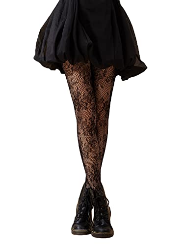 GORGLITTER Womens Lace Patterned Fishnet Tights Ladies Fashion Pattern Pantyhose Stockings Leggings