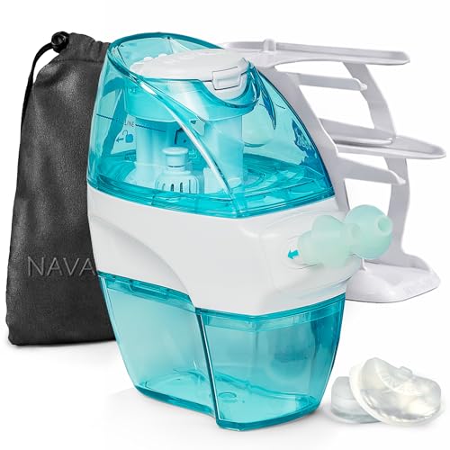 Image of Navage Nasal Irrigation System Deluxe Bundle, Nose Cleaner for Congestion Relief w / 30 SaltPods, Storage Caddy, Black Travel Bag & Batteries ($137 Value). Sinus Rinse for Clinically Proven Benefits