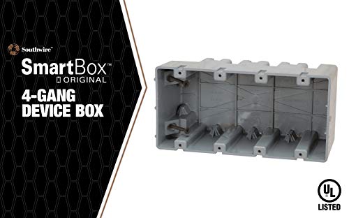 Image of Southwire MSB4G Four Gang Device Box with Depth Adjustable; Heavy Duty 42lb ; Gray