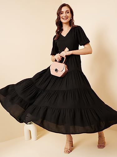 Image of Rare Women's Rayon Fit and Flare Maxi Casual Dress