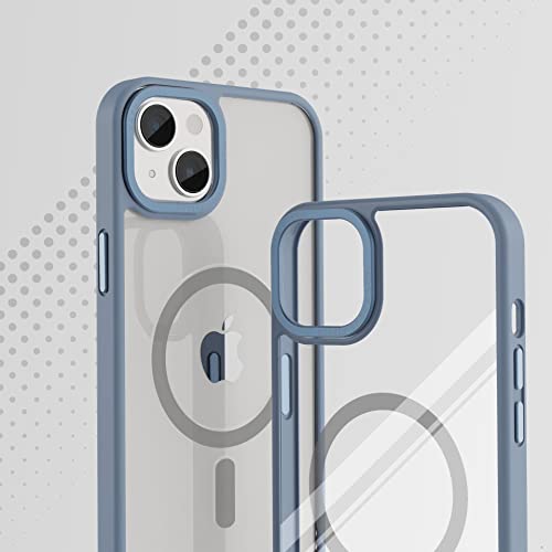 Image of Vaku Luxos Clear Armor MagPro for iPhone 14 Cover Case, Shockproof, Scratch Resistant, Slim, Thin, Military-Grade Metal Ring Camera Protection, Compatible with MagSafe Back Cover - Sierra Blue