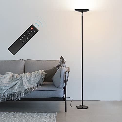 フロアライト OSSESS 間接照明 フロアスタンド LED 上向きライト 30W 高輝度 調光調色 北欧 目に優しい おしゃれ 電気スタンド リモコン 勉強/仕事/読書/リビング/寝室 ブラック