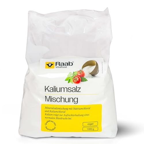 Raab Vitalfood® Kaliumsalz Mischung (1000 g) - Mineralsalzmischung mit 66,7% Natriumchlorid (Kochsalz) und 33% Kaliumchlorid, Kalium trägt zur Aufrechterhaltung eines normalen Blutdrucks bei