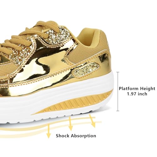 Platform Sneakers for Women Walking Shoes Comfortable All Day Standing Wedge Rocker Bottom 2 inch Thick Air Cushion2