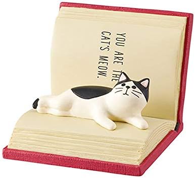Suillty Lovely Cat Lay on Magic Book Cell Phone Stand Holder,Desktop Animal Smartphone Support Cradle Dock Table Decoration