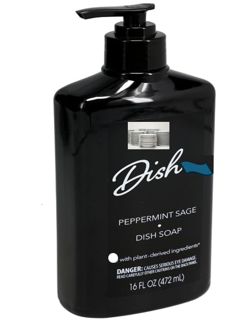 EBKAI Peppermint Sage Dish Soap 16 oz - Plant-Derived Ingredients Sparkling Clean Dishes Long-Lasting Scent