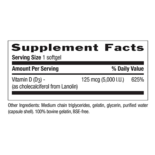 Country Life Vitamin D3 5000 I.u, 200-Softgel #TOP1