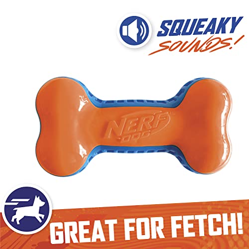 NERF Dog Hundespielzeug Quietschknochen, 17,8 cm, Blau/Orange