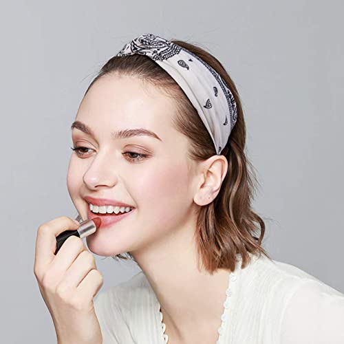 FITDON 5 Pieces Boho Headband Women's Hair Bands Wide Elastic Hairband Turban Fashion Hair Accessories, Multi-colored - Image 2