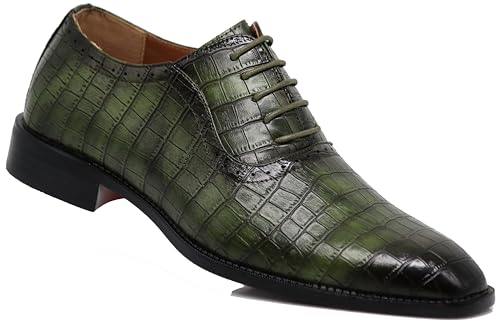 Image of Gator3N Men's Alligator Crocodile Print Oxfords Fashion Lace Up Dress Shoes