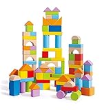 Hape Wunderbare Holzbausteine - 101-teiliges Set mit bunten Klötzen, Motorik- und Konstruktionsspielzeug, zur Förderung der Feinmotorik, für Kinder ab 12 Monaten