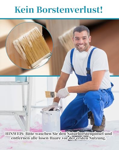LUNEKUCK Flachpinsel 20PCS Lasurpinsel Set 15 mm 25 mm 35 mm 50 mm breit LackPinsel Holzlasur Maler Pinselset für DIY Lack Lasur Wandfarbe Öl Beizen - Borstenpinsel zum Streichen mit Holzgriff