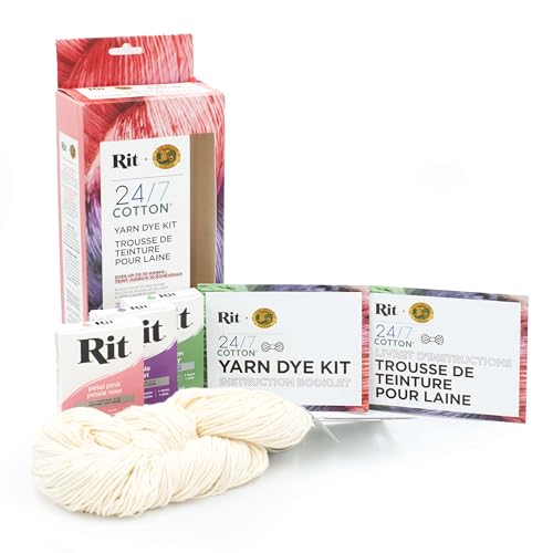 Rit® and Lion Brand® 24/7 Cotton® Yarn Dye Kit, Petal Pink/Purple/Kelly Green