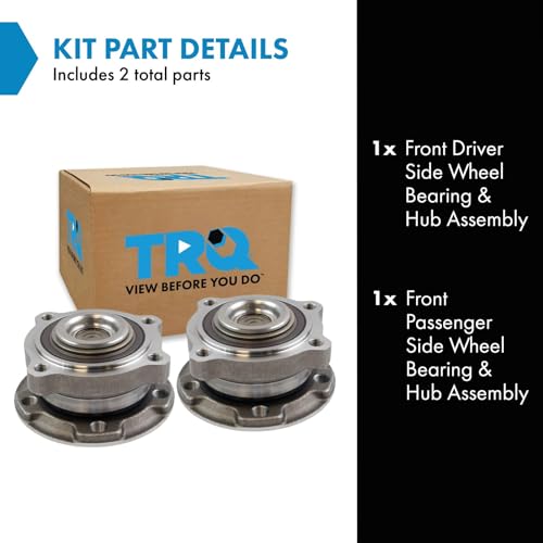 Image of TRQ 2 Piece Front Passenger Side Wheel Bearing & Hub Assembly Set with ABS Sensor Compatible with 2014-2016 BMW X5 2015-2016 X6