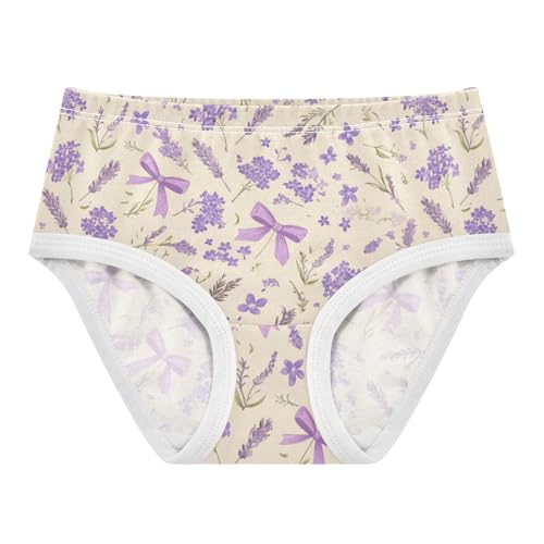 Wusikd Lavender Girls' Underwear Cotton Flower Bows Girls Briefs Soft Toddler Underwear 2T