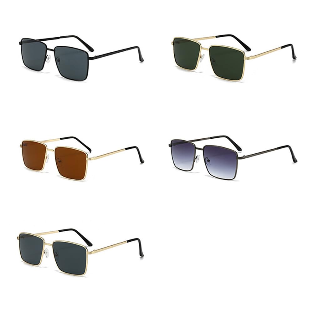 Gafas de sol cuadradas de montura grande para hombre, protección UV400, gafas de sol vintage para mujer con montura metá