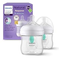 Philips Avent Natural Response Baby Bottle - 2X 125ml Baby Milk Bottle with AirFree Vent, BPA Free for Newborn Babies Aged 0 Months+ (Model SCY670/02)