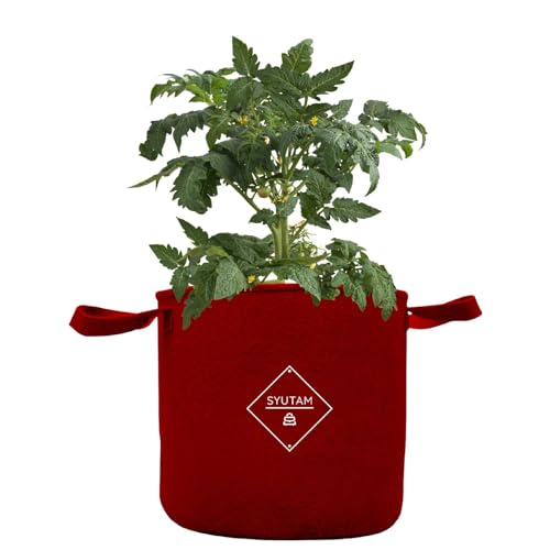 SYUTAM Geo Fabric Grow Bags, Gardening Containers, Plant Root Health, Eco-Friendly Gardening, Durable pots, Drainage, Reusable, Indoor Gardening Solutions (Red, 6X6 Pack of 1)