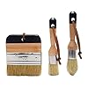 3 Stuks Krijtverf Wax Borstel Set Natuurlijke Varkenshaar Ronde Verf Borstels Meubelverf Borstels Voor Meubilair, Huisdecor, Waxen, Glazing Aardewerk (Bruin+Zwart)