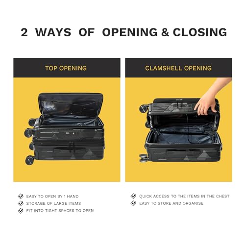 Carry On Luggage 22x14x9 Airline Approved Expandable Top Opening Carryon Luggage, TSA Approved Carry On Luggage Hard Shell Suitcases, Lightweight Away Carry On Suitcases, Black2