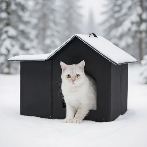 Niche extérieure pour chat isolée et imperméable pour l'hiver - 3