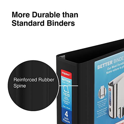 Staples 1618292 4-Inch 3-Ring Better Binder Black (44103) #TOP4