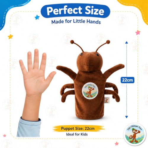 Image of Ant Hand Puppet for Kids | Soft Plush Animal Puppet | Storytelling, Role Play, Preschool Learning Toy | Interactive Educational Puppet for Boys & Girls
