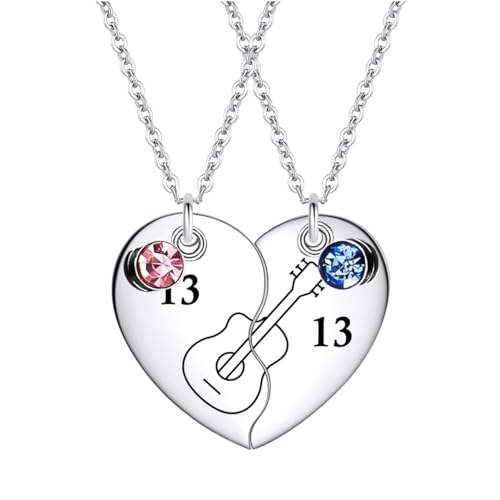 Friendship Necklace Gifts Matching Taylor Guitar Heart Pendant Best Friend Necklace BFF Necklace for 2 Women
