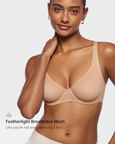 INLYRIC Women's Mesh Balconette Bra Sexy Demi Supportive Comfortable Seamless Underwire Unlined Sheer Bras2