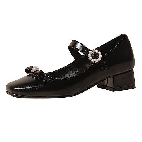 Mary Janes noires bout carré et talon moyen Lizoleor taille 38