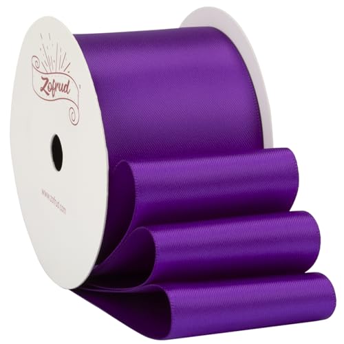 Zofrud Purple Satin Ribbon 50mm x 9 Meters - Ideal for Crafts Gift Wrapping, Flower Bouquet, and Weddings