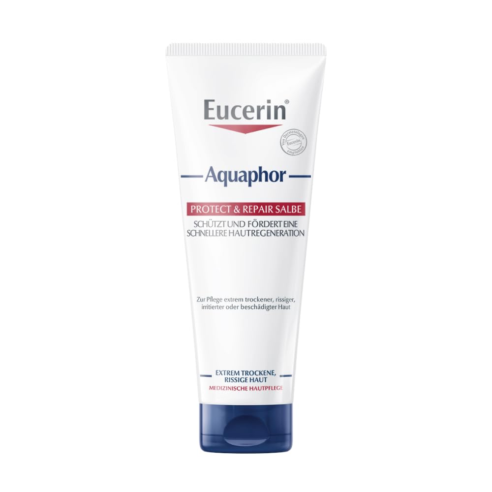 Eucerin Aquaphor Protect & Repair Salbe 220 ml, Feuchtigkeitscreme zur Hautregeneration für Körper und Gesicht, beruhigende Hautpflege ohne Duftstoffe für stark beanspruchte Haut