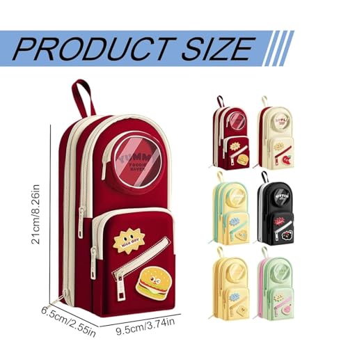 Image of WORSHIPER Cute Backpack Style Pencil Case with Visible Display Window, Multi-Layer Large Capacity Stationery Organizer for Kids & Students (Kitten-Black Pouch)