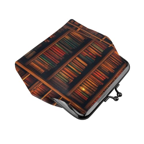 Coin Purse Bag Pouch Kiss-Lock Change Purse Small Wallets Coin Pouch For Women (Library Bookshelf Vintage (1))3